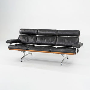 1990s ES 108 Three Seat Sofa by Ray and Charles Eames for Herman Miller in Walnut with Black Leather