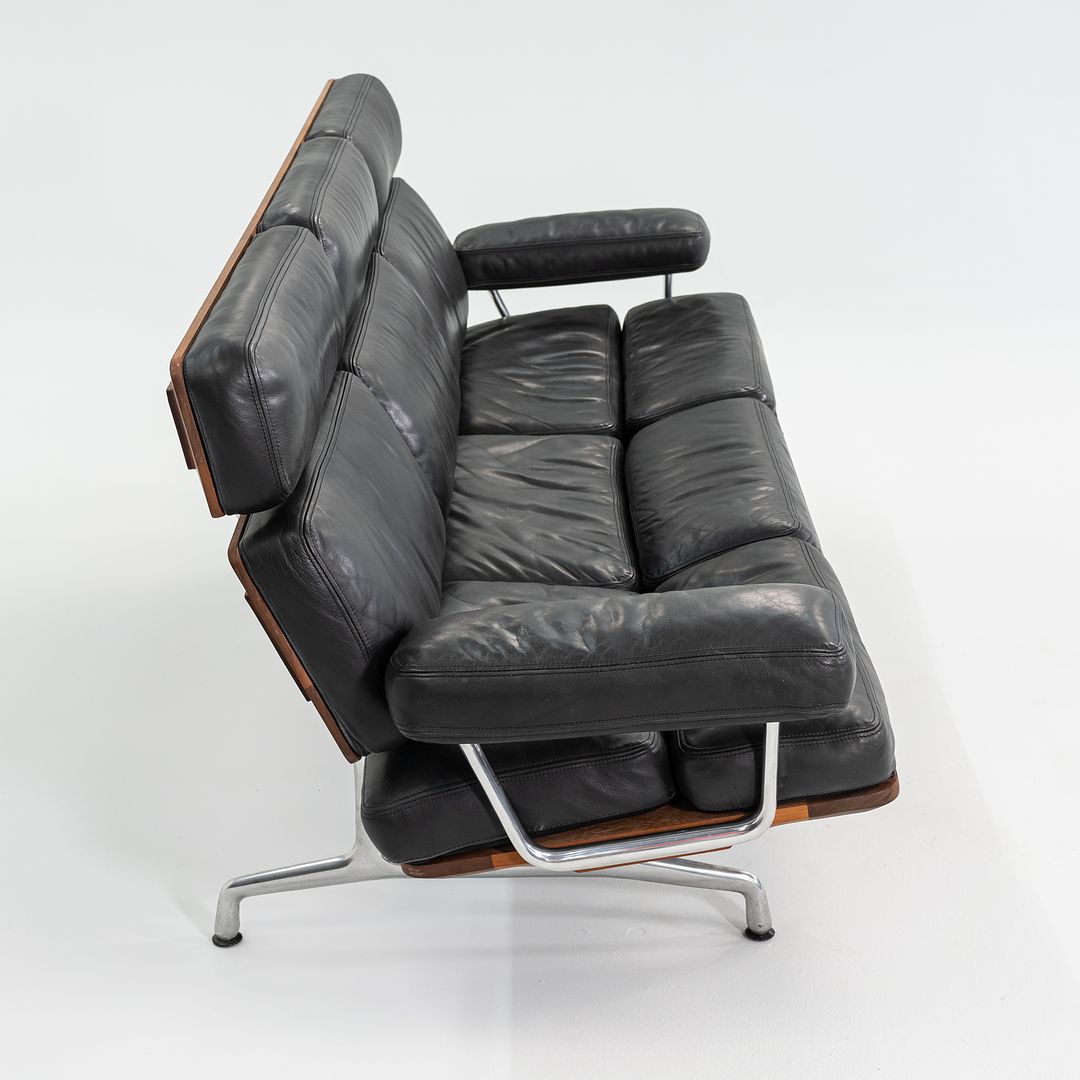 1990s ES 108 Three Seat Sofa by Ray and Charles Eames for Herman Miller in Walnut with Black Leather