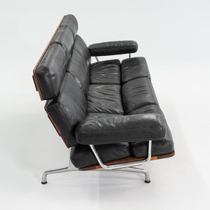 1990s ES 108 Three Seat Sofa by Ray and Charles Eames for Herman Miller in Walnut with Black Leather