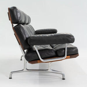 1990s ES 108 Three Seat Sofa by Ray and Charles Eames for Herman Miller in Walnut with Black Leather