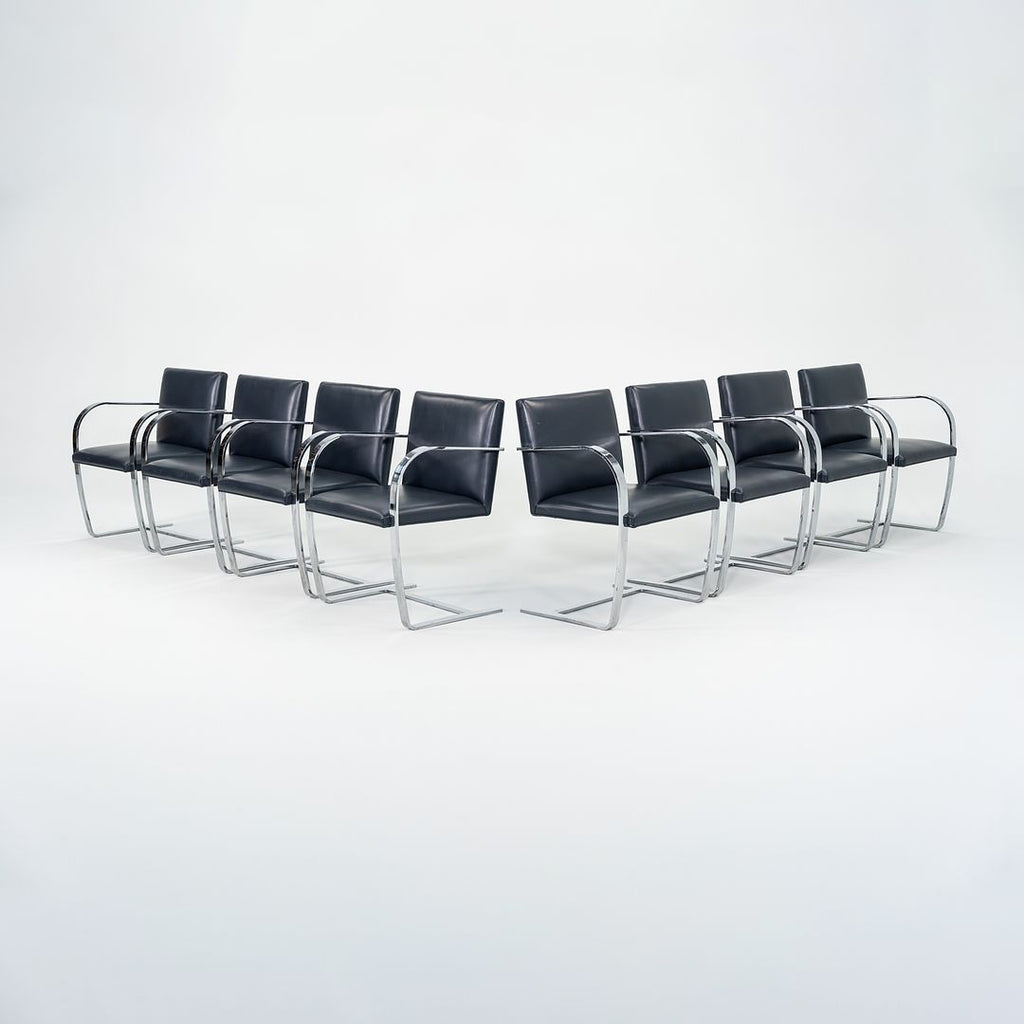 2000s Mies Van Der Rohe for Knoll Brno Chairs in Dark Blue Leather 12+ Available