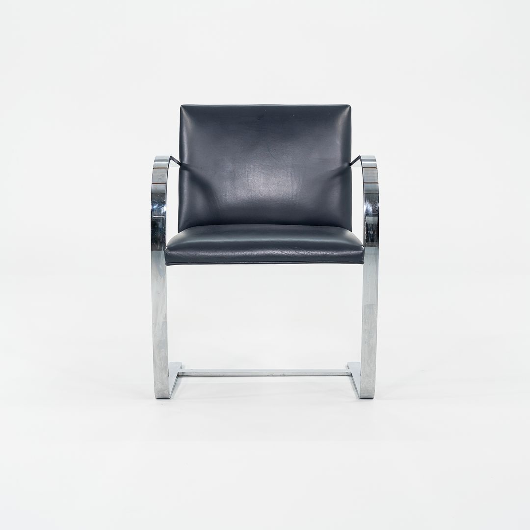 2000s Mies Van Der Rohe for Knoll Brno Chairs in Dark Blue Leather 12+ Available