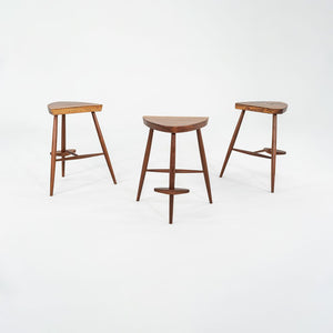 2001 Rare Set of Three Mira Nakashima Custom Counter Stools in Black Walnut