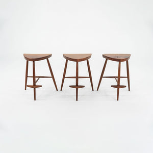 2001 Rare Set of Three Mira Nakashima Custom Counter Stools in Black Walnut