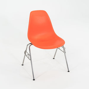 SOLD 2015 Set of Four Herman Miller Stacking Eames Plastic Side Shell Dining Chairs by in Red/Orange