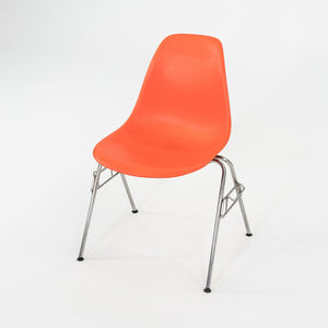 SOLD 2015 Set of Four Herman Miller Stacking Eames Plastic Side Shell Dining Chairs by in Red/Orange