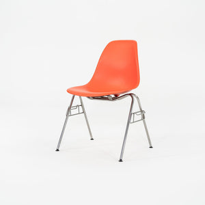 SOLD 2015 Set of Four Herman Miller Stacking Eames Plastic Side Shell Dining Chairs by in Red/Orange