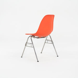 SOLD 2015 Set of Four Herman Miller Stacking Eames Plastic Side Shell Dining Chairs by in Red/Orange