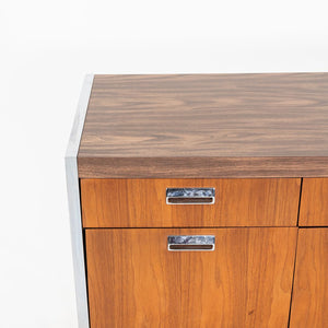 C. 1968 Myrtle Desk of High Point 900 Series Four Position Credenza in Walnut and Chrome with Laminate Top