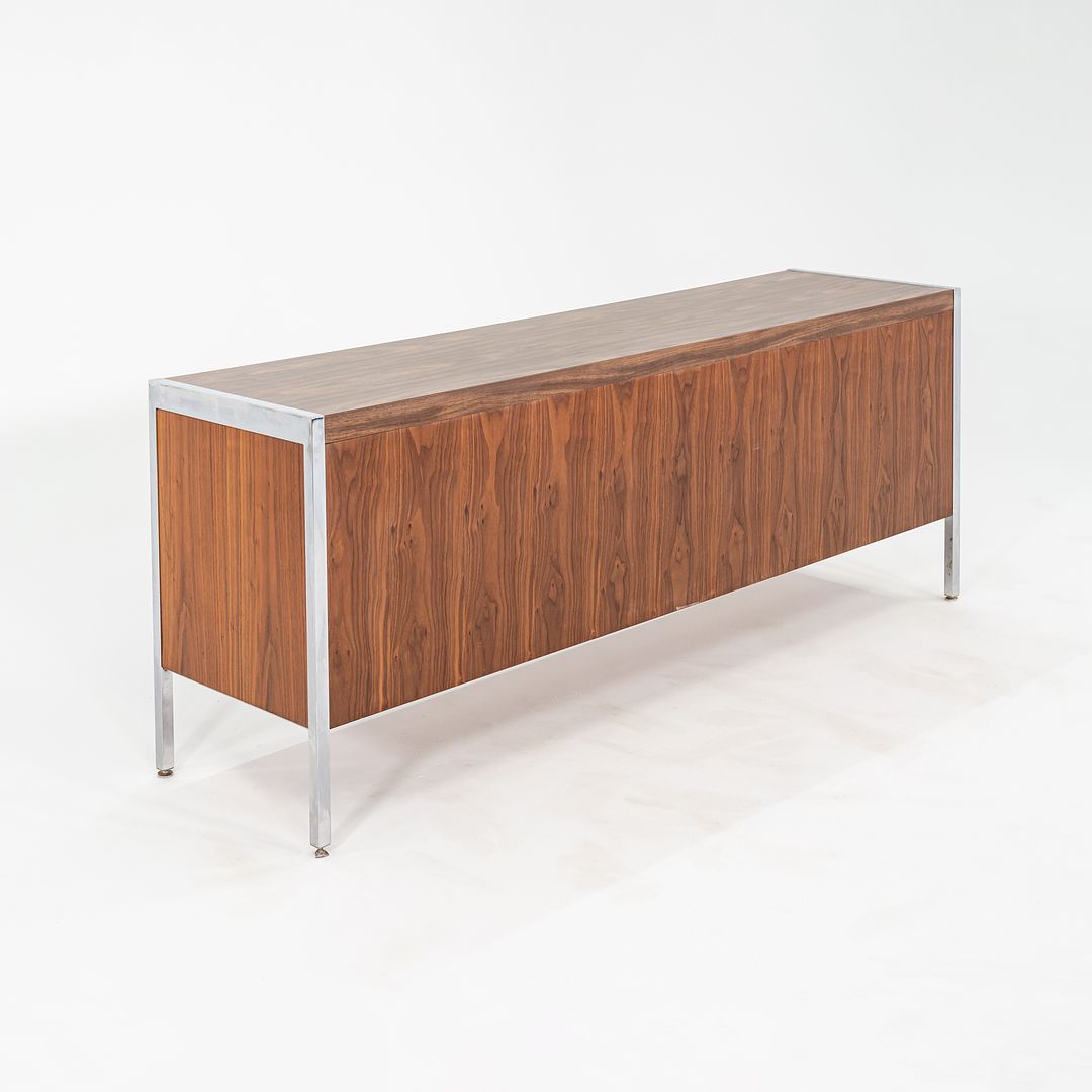 C. 1968 Myrtle Desk of High Point 900 Series Four Position Credenza in Walnut and Chrome with Laminate Top