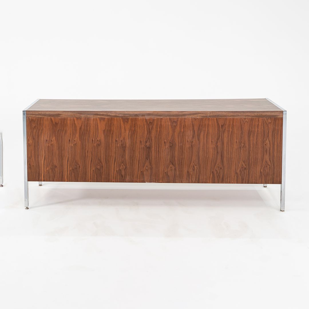 C. 1968 Myrtle Desk of High Point 900 Series Four Position Credenza in Walnut and Chrome with Laminate Top