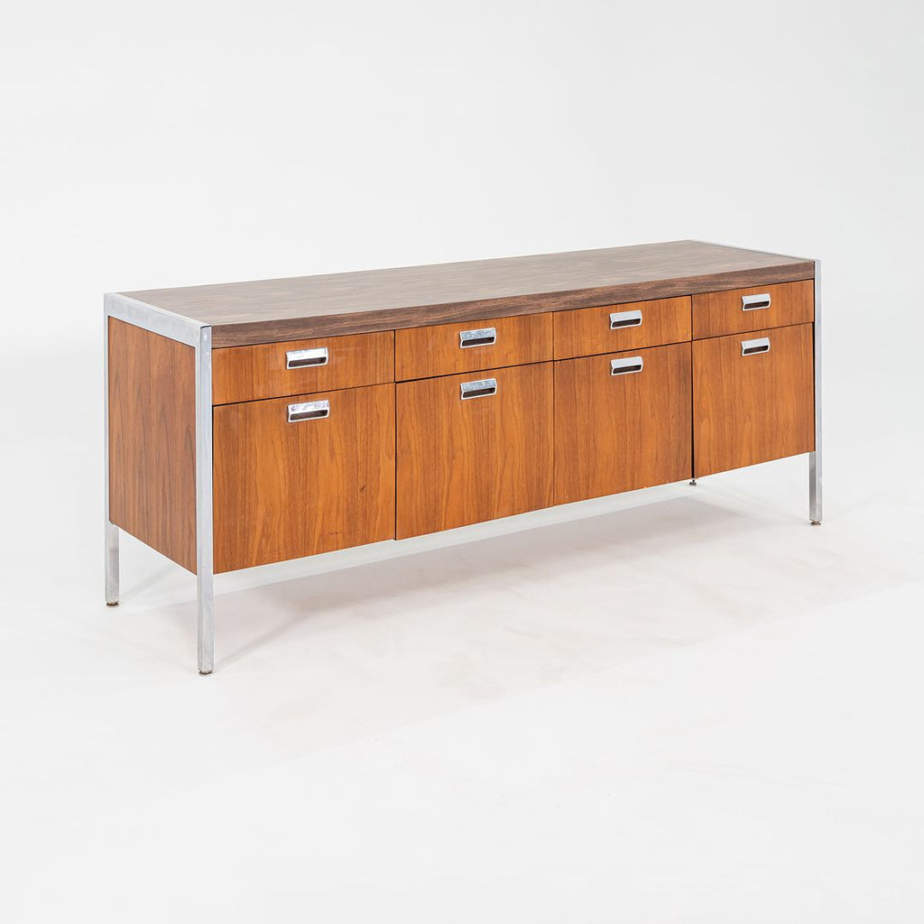 C. 1968 Myrtle Desk of High Point 900 Series Four Position Credenza in Walnut and Chrome with Laminate Top