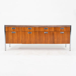 C. 1968 Myrtle Desk of High Point 900 Series Four Position Credenza in Walnut and Chrome with Laminate Top