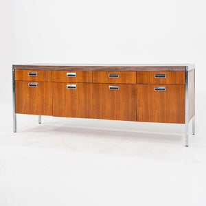 C. 1968 Myrtle Desk of High Point 900 Series Four Position Credenza in Walnut and Chrome with Laminate Top