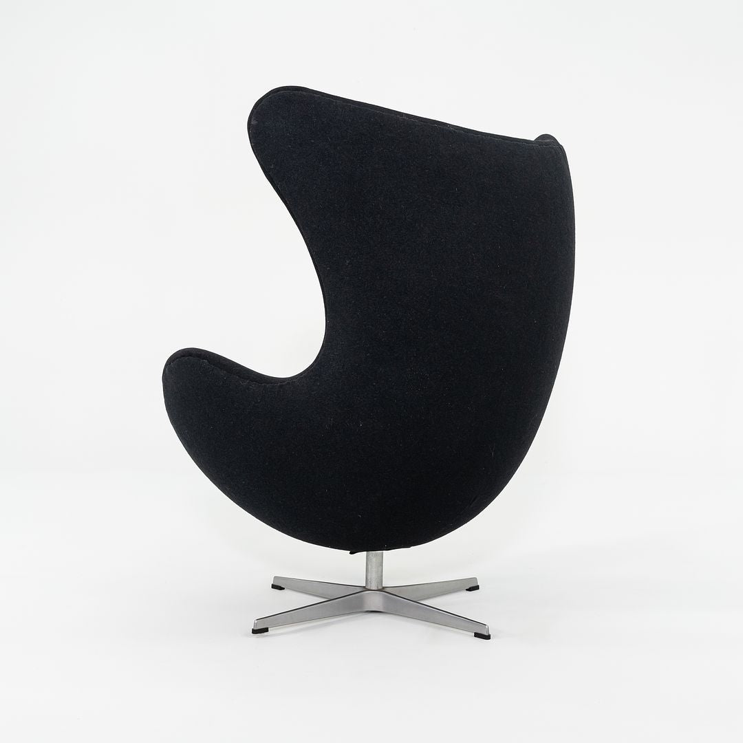 1993 Arne Jacobsen for Fritz Hansen Egg Chair and Ottoman in Black Fabric