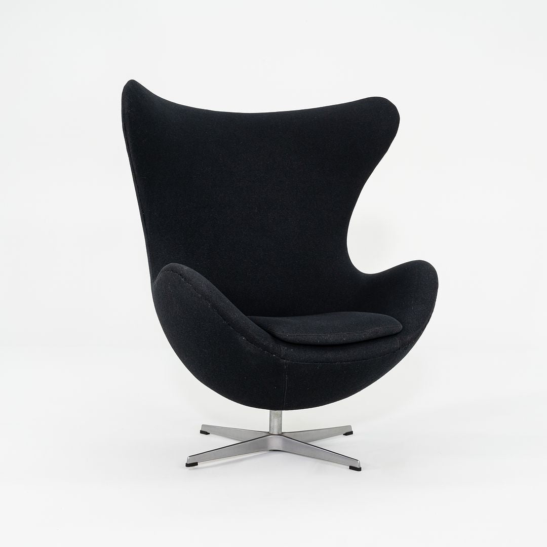 1993 Arne Jacobsen for Fritz Hansen Egg Chair and Ottoman in Black Fabric