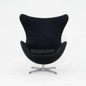 1993 Arne Jacobsen for Fritz Hansen Egg Chair and Ottoman in Black Fabric