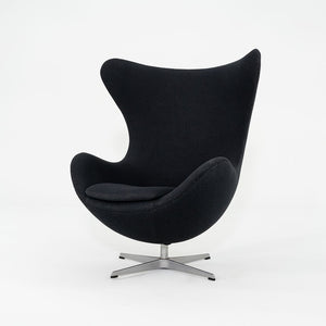 1993 Arne Jacobsen for Fritz Hansen Egg Chair and Ottoman in Black Fabric