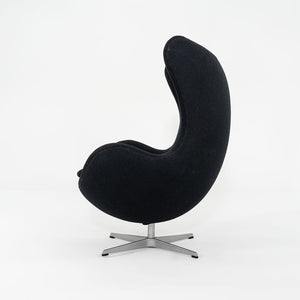 1993 Arne Jacobsen for Fritz Hansen Egg Chair and Ottoman in Black Fabric