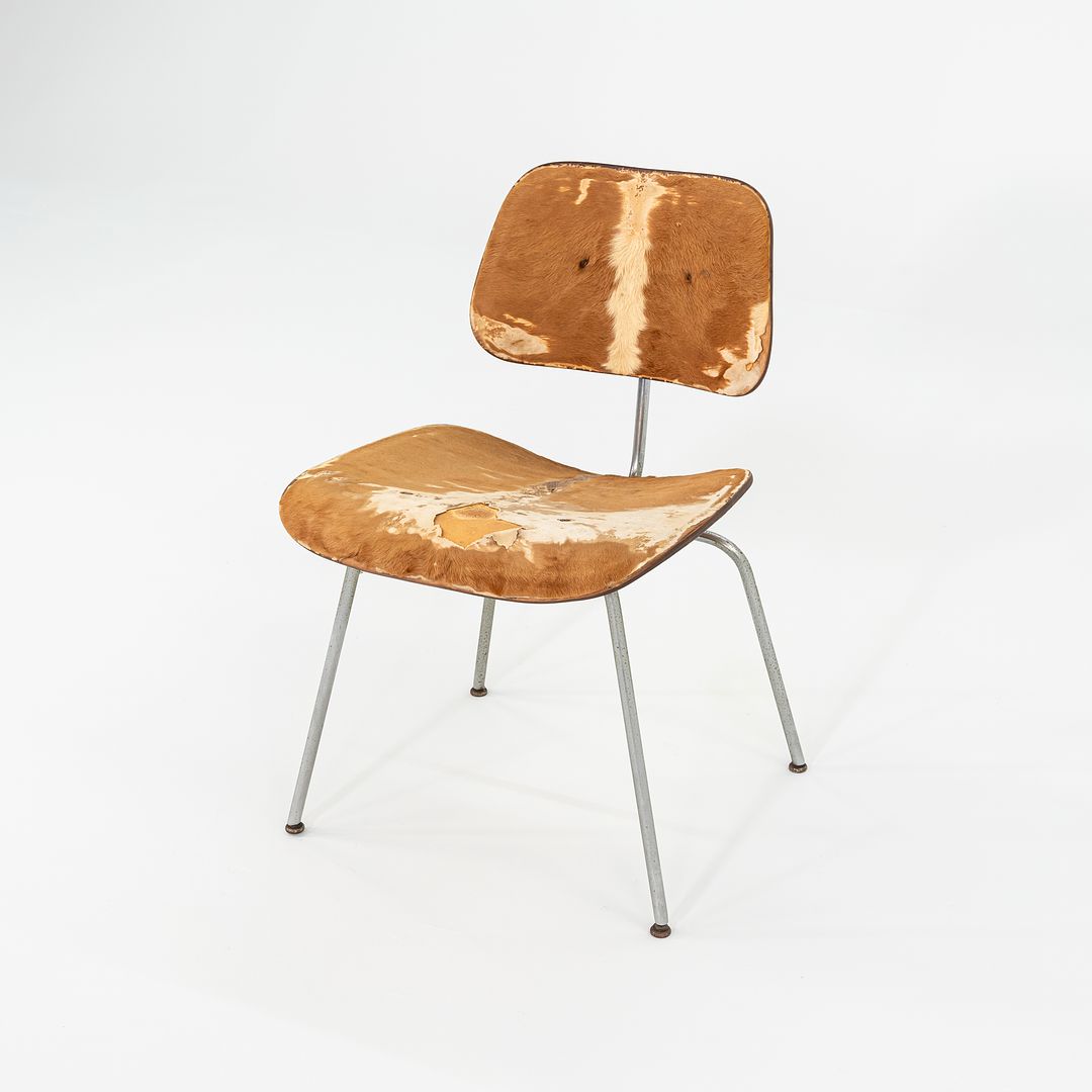 C. 1949 Evans Eames DCM Dining Chair with Original Hair on Hide Upholstery