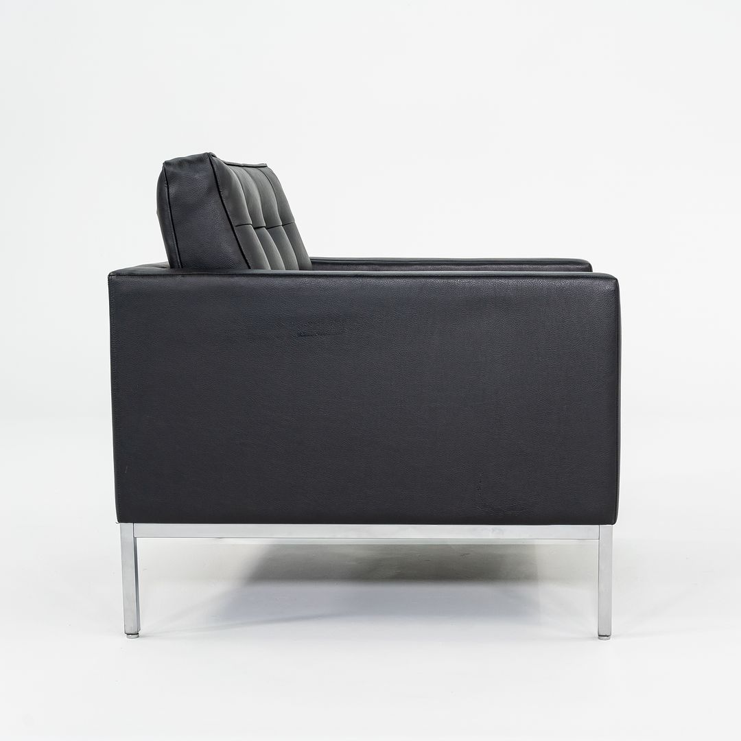 2019 Florence Knoll Club Lounge Chair in Black Leather with Satin Chrome Base