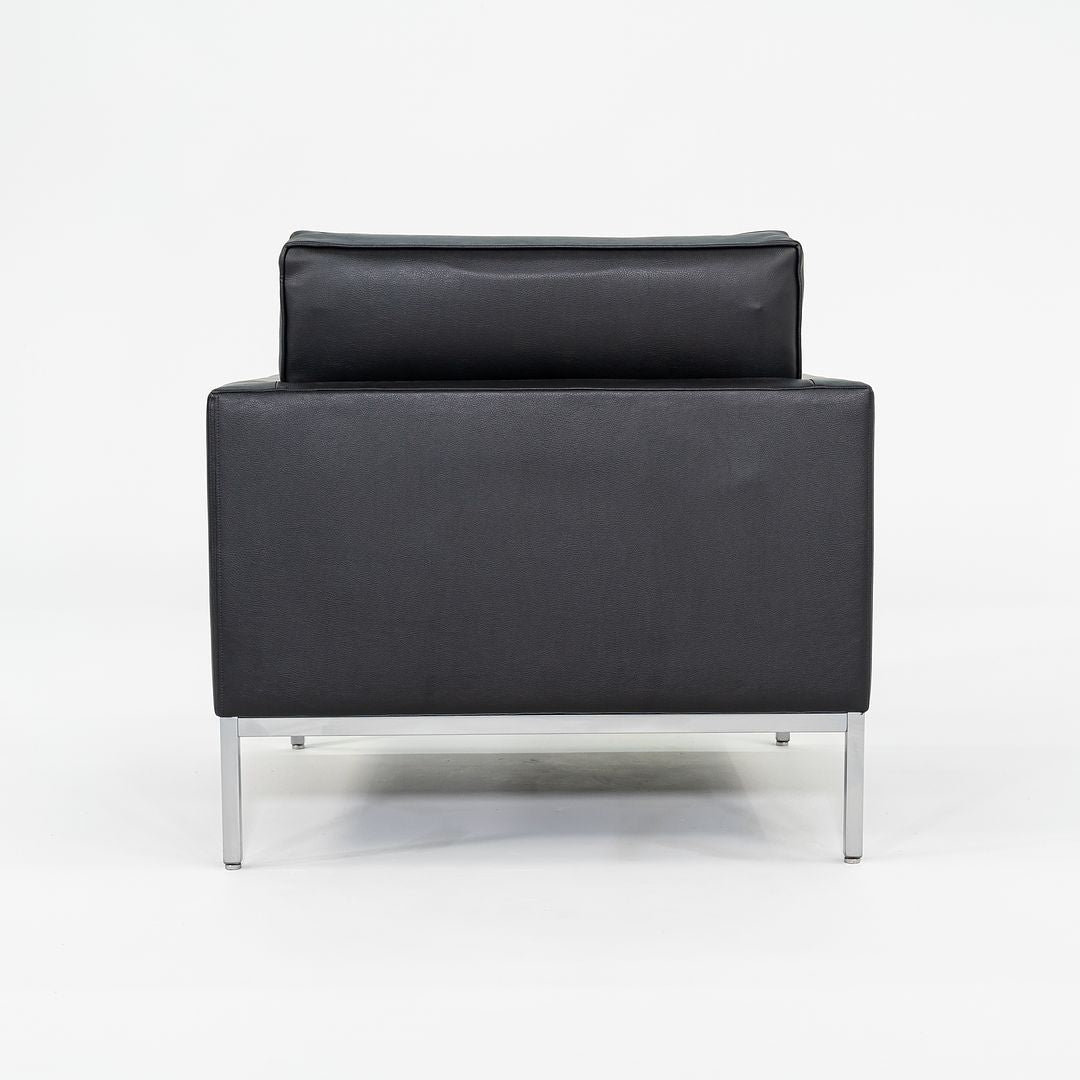 2019 Florence Knoll Club Lounge Chair in Black Leather with Satin Chrome Base