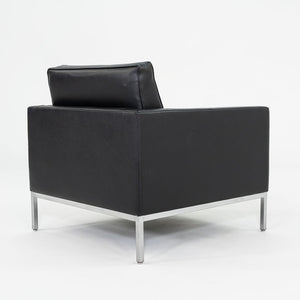 2019 Florence Knoll Club Lounge Chair in Black Leather with Satin Chrome Base