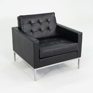 2019 Florence Knoll Club Lounge Chair in Black Leather with Polished Chrome Base 4x Available