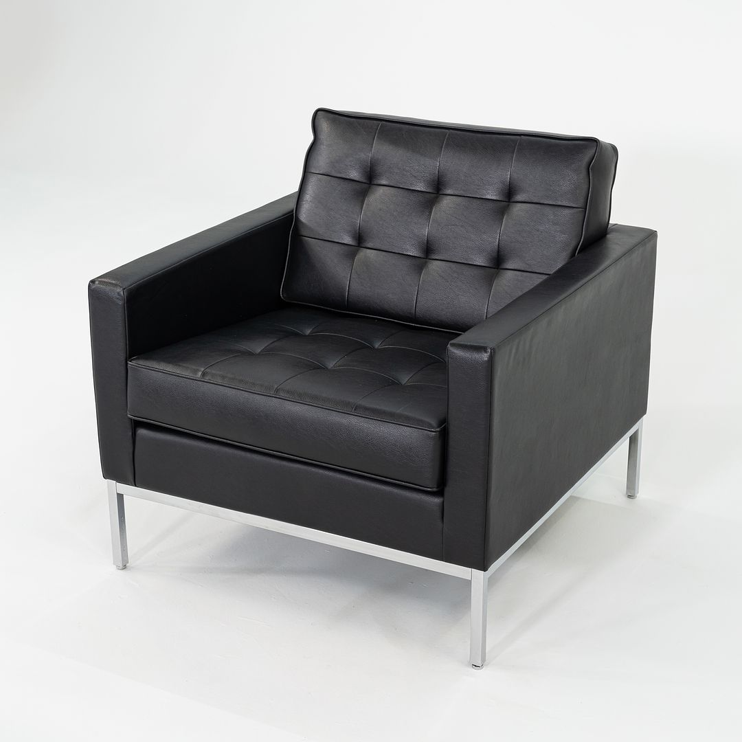 2019 Florence Knoll Club Lounge Chair in Black Leather with Polished Chrome Base 2x Available