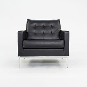 2019 Florence Knoll Club Lounge Chair in Black Leather with Polished Chrome Base 2x Available