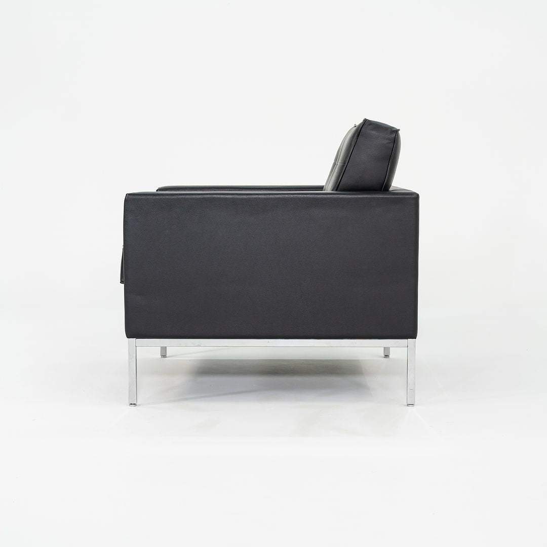 2019 Florence Knoll Club Lounge Chair in Black Leather with Polished Chrome Base 2x Available