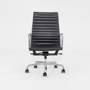 2017 Herman Miller Eames Aluminum Group Executive Desk Chair in Black Leather w/ Pneumatic Bases 1x Available