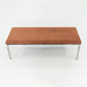 1969 Davis Allen and Gordon Bunshaft of SOM Bench in Polished Stainless Steel and Suede 20 x 48