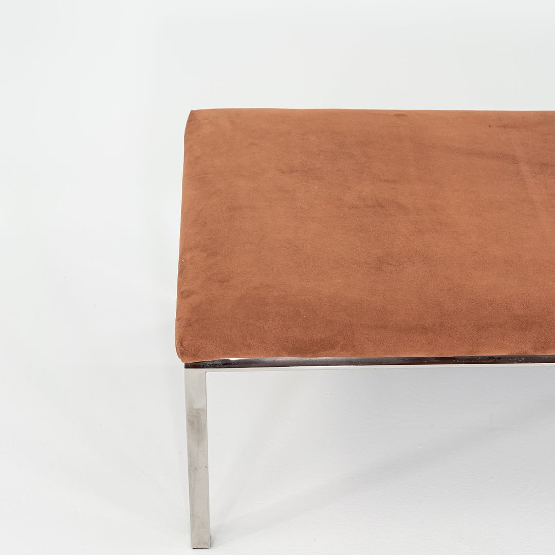 1969 Davis Allen and Gordon Bunshaft of SOM Bench in Polished Stainless Steel and Suede 20 x 48