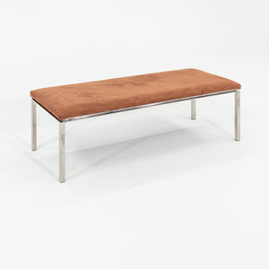 1969 Davis Allen and Gordon Bunshaft of SOM Bench in Polished Stainless Steel and Suede 20 x 48