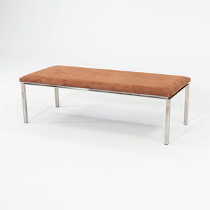 1969 Davis Allen and Gordon Bunshaft of SOM Bench in Polished Stainless Steel and Suede 20 x 48