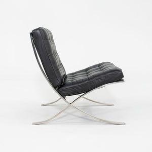 1987 Mies van der Rohe for Knoll Barcelona Lounge Chair in Black Leather and Stainless Steel