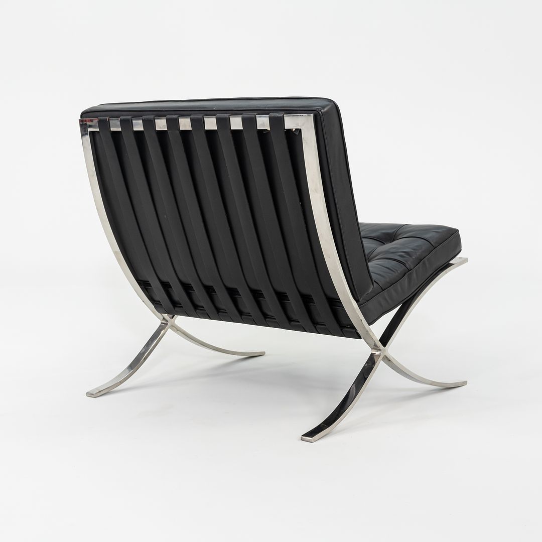 1987 Mies van der Rohe for Knoll Barcelona Lounge Chair in Black Leather and Stainless Steel