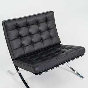 SOLD 2010s Mies van der Rohe for Knoll Barcelona Lounge Chairs in Black Leather and Chromed Steel 3x Available