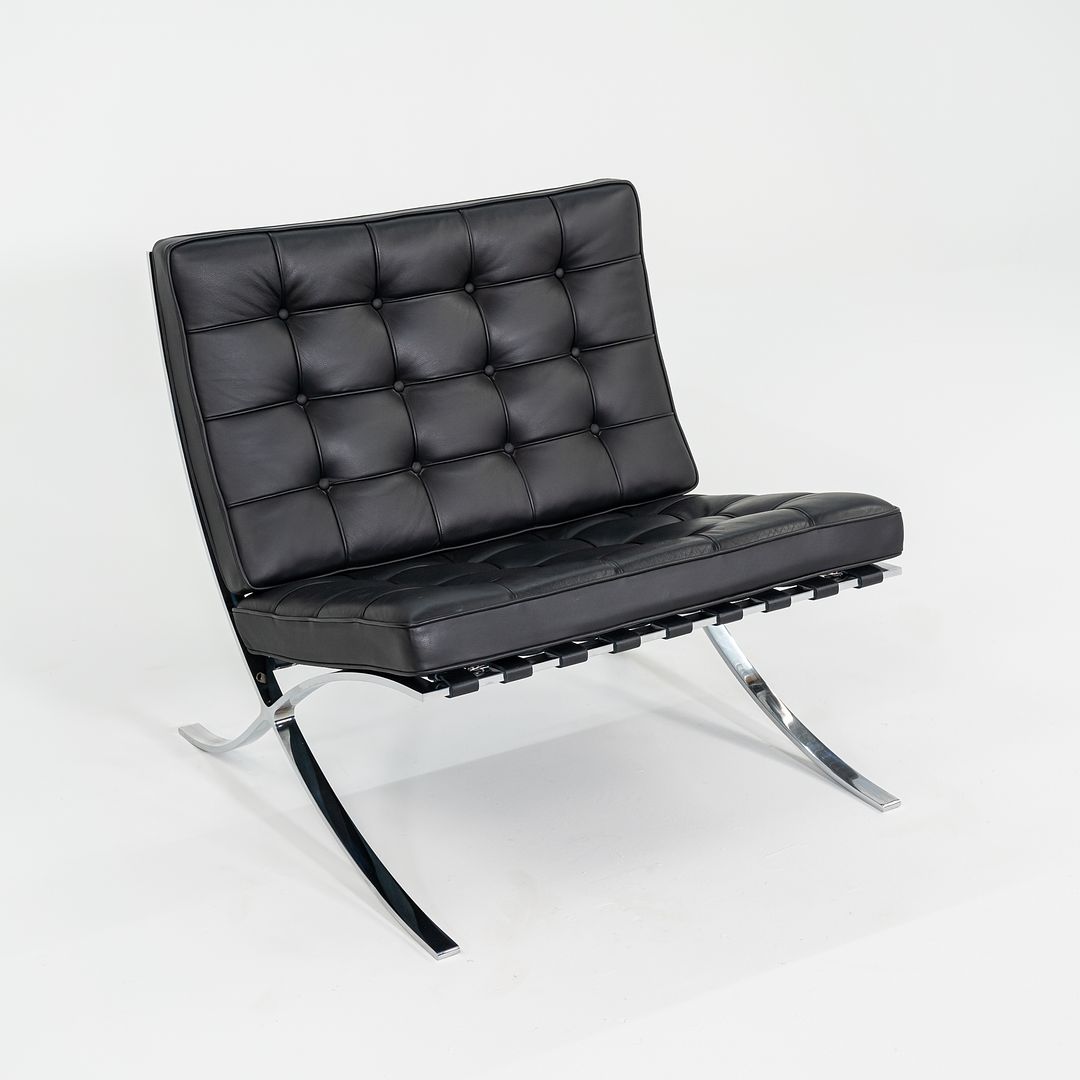 2010s Mies van der Rohe for Knoll Barcelona Lounge Chairs in Black Leather and Chromed Steel 3x Available