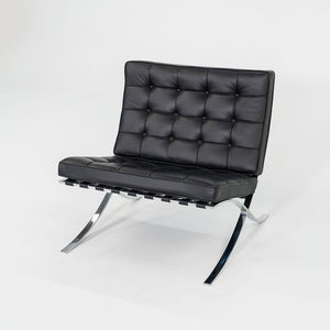 SOLD 2010s Mies van der Rohe for Knoll Barcelona Lounge Chairs in Black Leather and Chromed Steel 3x Available