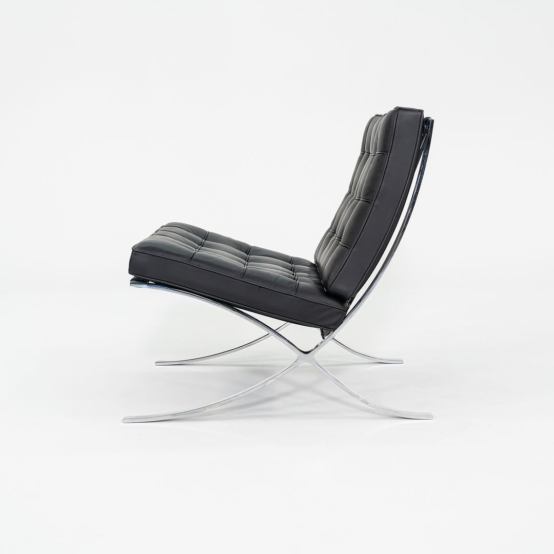 2010s Mies van der Rohe for Knoll Barcelona Lounge Chairs in Black Leather and Chromed Steel 3x Available