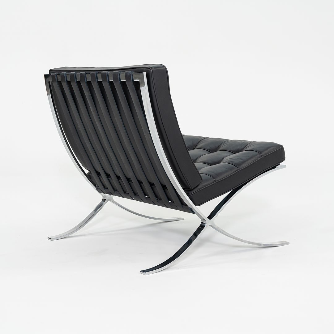 SOLD 2010s Mies van der Rohe for Knoll Barcelona Lounge Chairs in Black Leather and Chromed Steel 3x Available