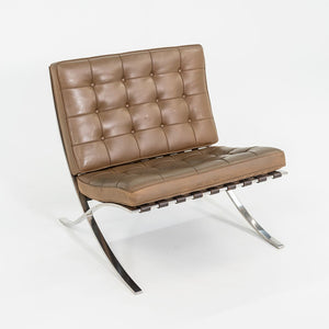 1990 Mies van der Rohe for Knoll Barcelona Lounge Chair in Tan Leather with Polished Stainless Frame