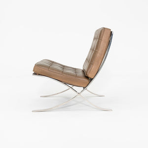 1990 Mies van der Rohe for Knoll Barcelona Lounge Chair in Tan Leather with Polished Stainless Frame