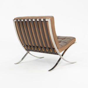 1990 Mies van der Rohe for Knoll Barcelona Lounge Chair in Tan Leather with Polished Stainless Frame