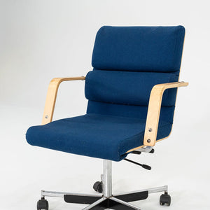 1980s Plaano Chair by Yrjo Kukkapuro for Avarte in Birch with Blue Fabric & Pneumatic Base