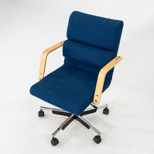 1980s Plaano Chair by Yrjo Kukkapuro for Avarte in Birch with Blue Fabric & Pneumatic Base