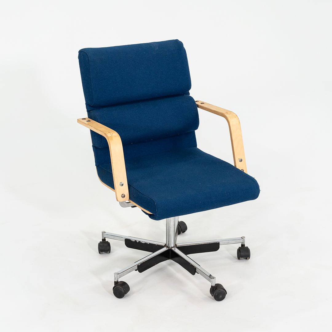 1980s Plaano Chair by Yrjo Kukkapuro for Avarte in Birch with Blue Fabric & Pneumatic Base