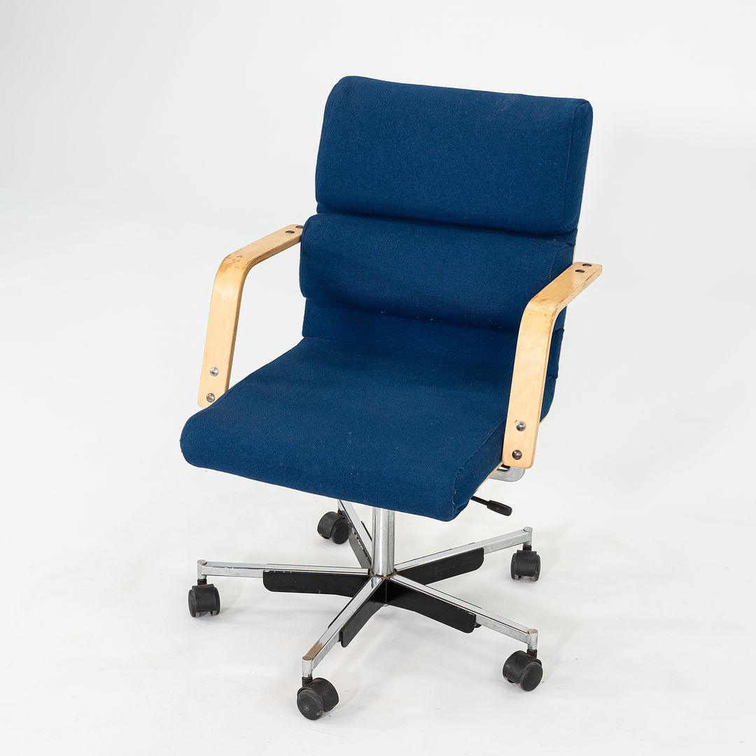 1980s Plaano Chair by Yrjo Kukkapuro for Avarte in Birch with Blue Fabric & Pneumatic Base